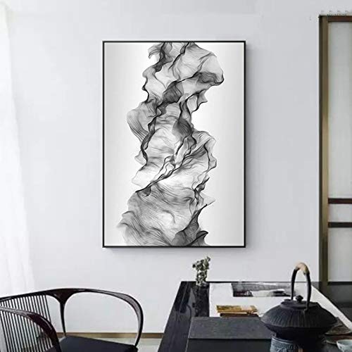 Art mural abstrait noir et blanc 50x70cm affiche dynamique