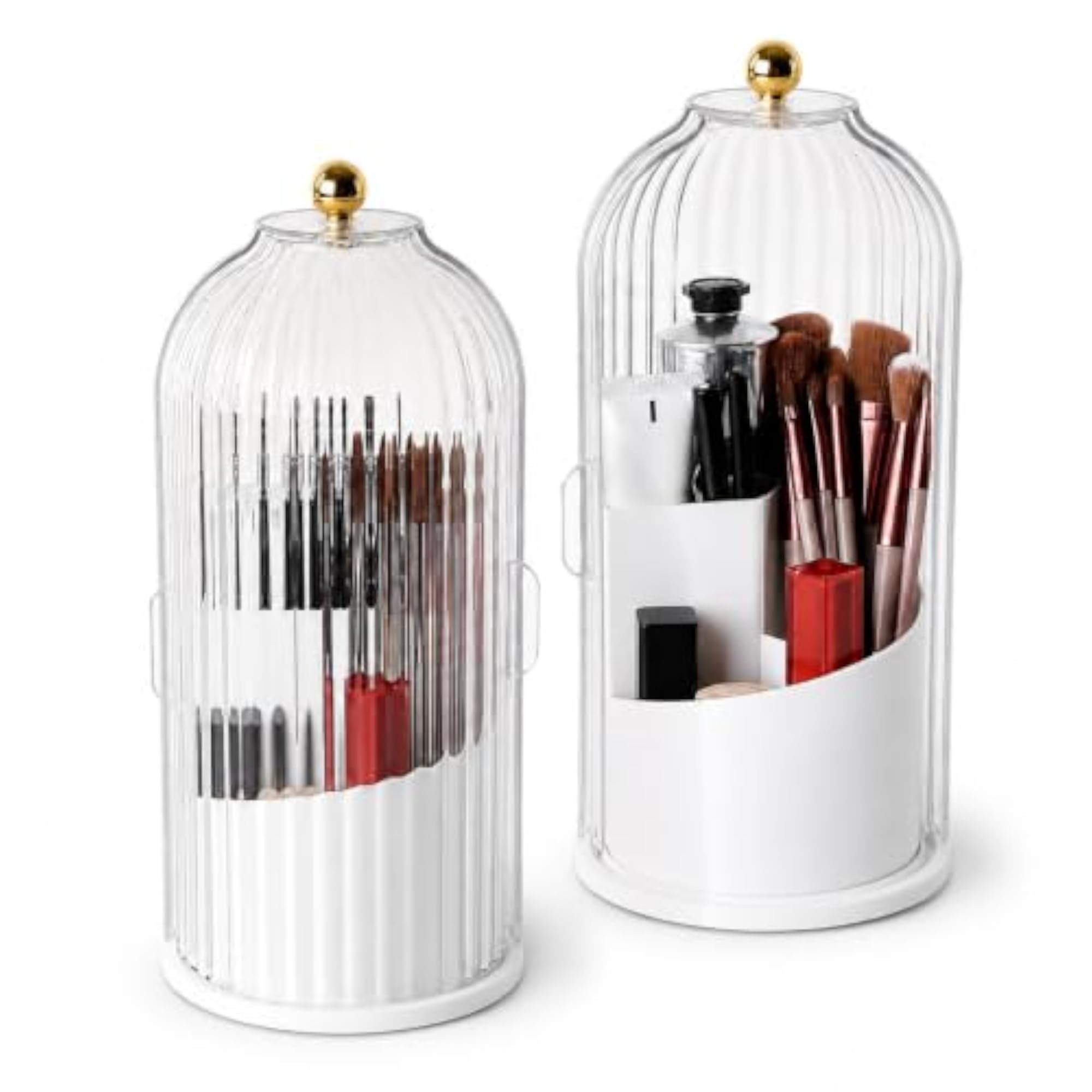 360 Rotating Makeup Brush Holder with Lid