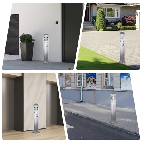 1,2M Aschenbecher für Draussen,Standaschenbecher mit Schlüssel,Edelstahl rutschfester Boden, Geeignet für zu Hause,Bars, Terrasse, Restaurant (Silber)