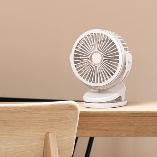 Ventilador portátil con clip y rotación de 360 grados, flujo de aire silencioso de alta duración 5