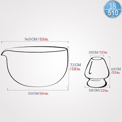 TEANAGOO Matcha Bowl with Spout & Whisk Holder