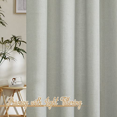 NICETOWN Linen Gray Curtains 84 inches Length 2 Panels Set, Grommet Flax Linen Burlap Semi Sheer Eclectic Drapes Privacy with Light Filtering for Kids Room/Living Room, W52 x L84