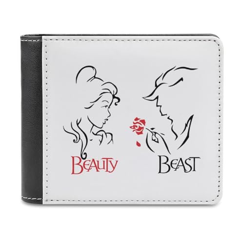 美女と野獣 二つ折り財布 メンズ PUレザー 小銭入れ コインケース カードケース 男性用 ふたつ折財布 紳士 ビジネス Wallet カード入れ 札入れ プレゼント