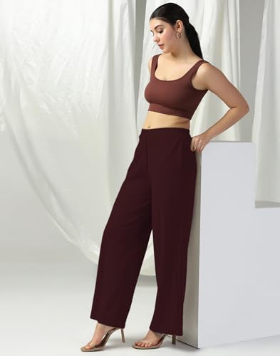 Image of Selvia Women's Lycra Straight Korean Style Trouser, Regular Fit Casual Pants
