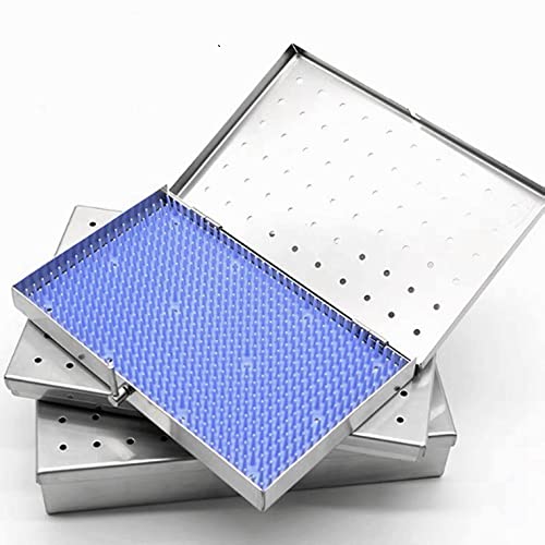 kit of 3 pcs Stainless Steel Sterilization Tray Box case Disinfection Sterilization Tray case with Silicone mat Ophthalmic ENT
