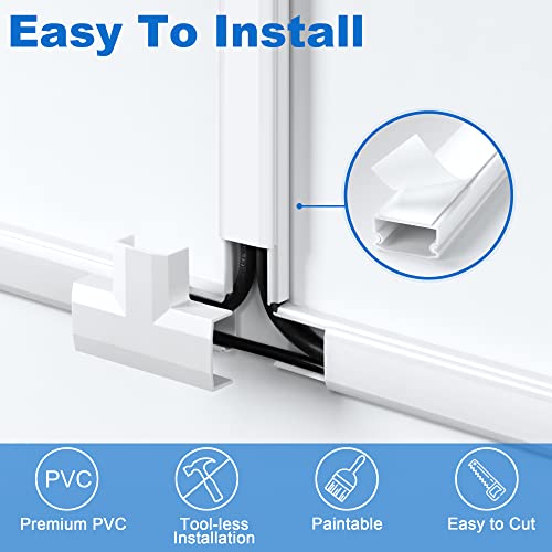 Image of ZhiYo Wall Cable Hider, Cord Hider to Hide 3-4 Cords, Self-Adhesive TV Wire Hider for Wall, Cable Management Kit, Wire Raceway White, 102in 6 x L17in, Paintable Cord Concealer, W1.2in x H0.6in