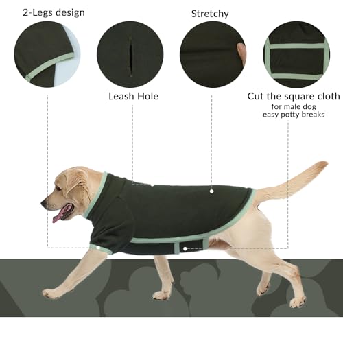 Hundeweste Fleece, Warmer Hundepullover Rollkragen Hundmantel Winter Pullover Warme(Armeegrün, XL)