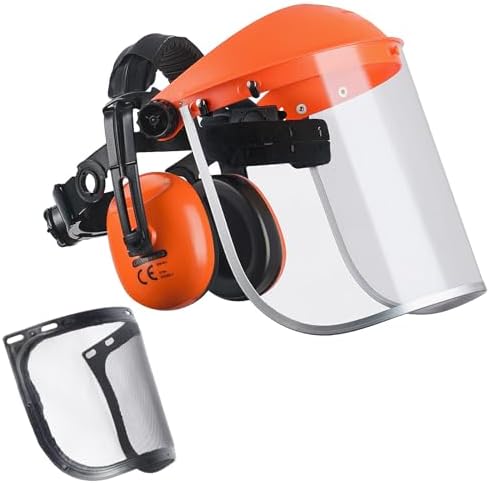GUARDLEAD Mesh face Shield and Ear Muffs 2 in 1 Protection System, Mesh & Clear Visor