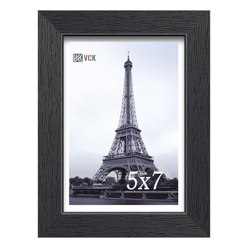 VCK 5x7 Picture Frame, Black Wood Photo Frame for Tabletop or Wall, 1 Pack