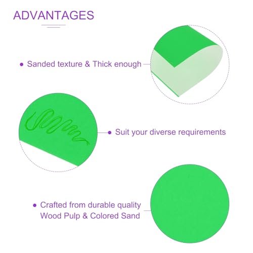 DMiotech Pacote com 20 papéis pastel lixados, 25 x 38 cm, papel pastel verde grama 160 g/m² para art