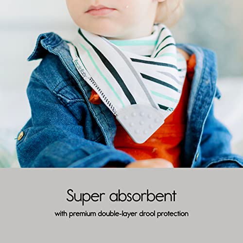 Bazzle Baby Bandana Teething Bibs 4-Pack – Cotton Drool Bibs for Boys & Girls, Silicone Teether for Teething Relief, Adjustable & Absorbent Baby Bibs for Drooling (Black & White)3