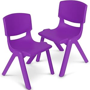 Playkidiz Kids Plastic Chair Set of 2- Preschool Chairs for Toddlers Kids 23″ H – Stackable Kids Chairs with Perfect Design for School Playroom Daycare Home – Purple