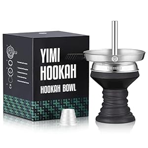 Yimi Hookah Premium Ceramic Hookah Bowl, Stainless Steel Bowl Screen, Hookah Chimney Charcoal Bowl Kit (Black)