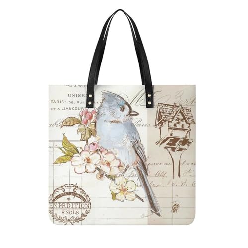 Sac à main oiseau femme grand tote bag chic et résistant idéal comme sac de voyage épuré