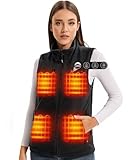 ARRIS Chaleco térmico para mujer, chaleco de forro polar cálido con calefacción eléctrica, ajuste delgado, tamaño ajustable para acampar al aire libre, senderismo, golf, color negro, Negro, S-3XL