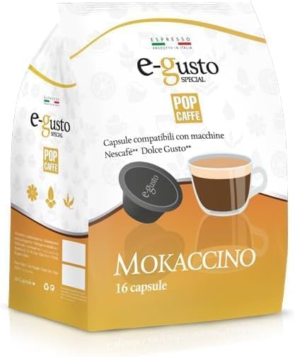 192 POP CAFFE MOKACCINO Capsule compatibili con Dolce Gusto - POP CAFFE E-GUSTO Mocaccino solubile compatibile con Macchine Nescafè Dolce Gusto – 12 Sacchetti da 16