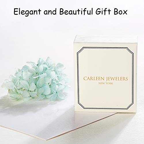 Carleen White Gold Plated Sterling Silver Hoop Earrings Channel Setting Princess Cut Aaa Cubic Zirconia Cz Small Thick Huggie Hoop Earrings For Women Girls Outer Diameter 15Mm, Thickness 4Mm #TOP5