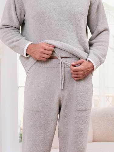 Snuggle Sac Mens Pajamas Set 2 Piece Loungewear Sets Long Sleeve Soft Sleepwear with Pockets3
