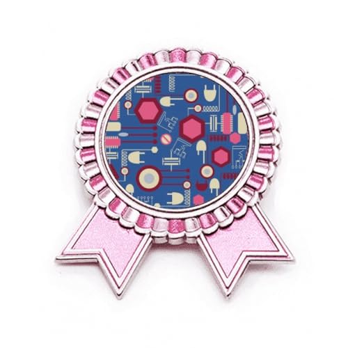 Broche schéma de circuit rose métal taille M bijou geek femme