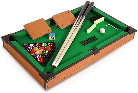 Tabletop Pool Table with 15 Colored Balls- 1 cue Ball- 2 Pool Sticks- 1 Cube of Chalk, and Triangle for Kids | Indoor Games/Toy (Brush not a Included) 2