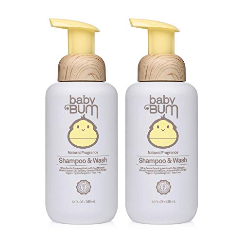 Baby Bum Shampoo & Body Wash | Natural Fragrance | Tear Free Foaming Soap for Sensitive Skin with Nourishing Coconut Oil | 12 Ounce | Pack of 2