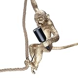 Pendant Light, LED Resin Monkey Ceiling Hang Lamp Modern Hemp Rope Lamps for Dining Living Room Bedr