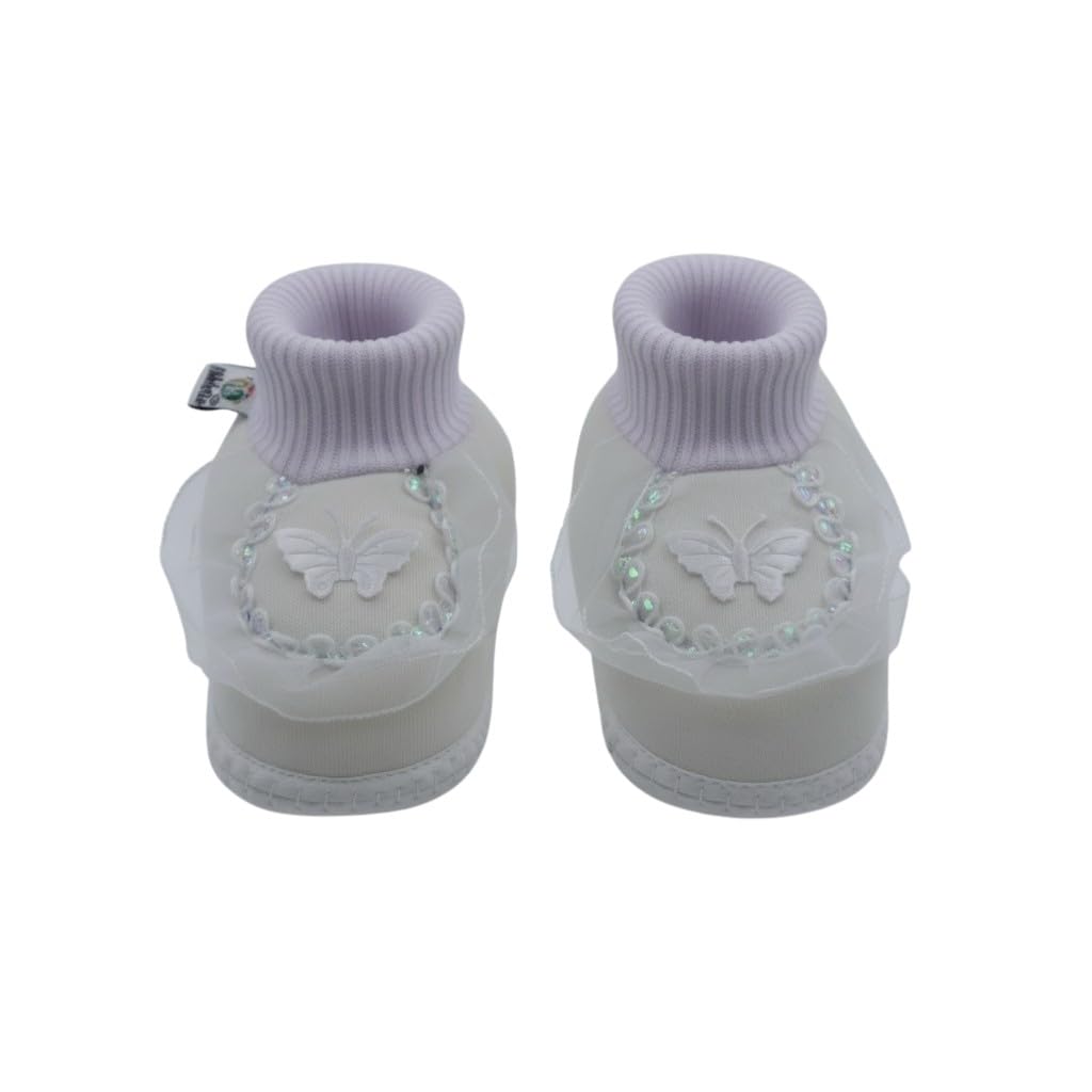 nibletto 6 to 12 Months Baby Girls Cotton Butter Fly Frill Anti Slip Slip-On Booties (White)-BT39-picture-50