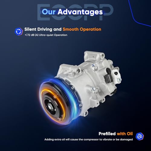 Image of ECCPP AC Compressor Fit for Scion tC 2.5L 2011-2016 | AC Compressor with Clutch Rapid Cooling 67325,68325 Low Vibration Under 72db Reduces Engine Load Fuel Efficient