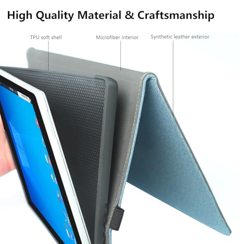 Megoo Surface Pro 9 Case for Microsoft Surface Pro 11/10/9 13", Multiple Angle Adjustment Folio Case Cover with Stylus Pen Holder Compatible with Type Cover Keyboard (Light Blue) by Megoo - Image 6