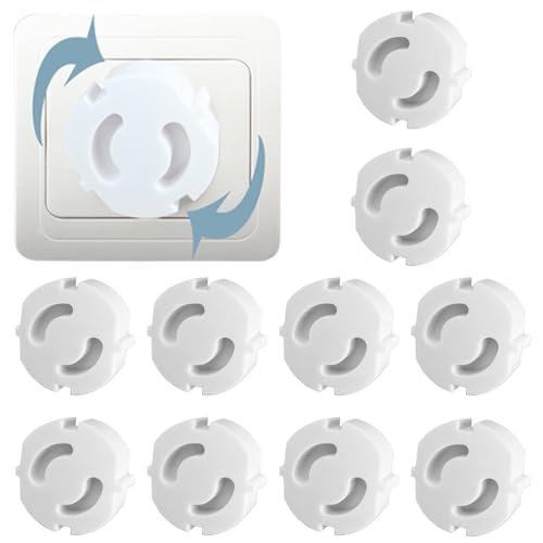 JchEnye Steckdosen-Kindersicherung - 10er-Pack zum Einstecken, Steckdosenschutz, kindersicher steckbar, kindersichere Steckdose, steckdosensicheres Baby, Steckdosenabdeckung, weiß