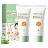 2 Pezzi Crema Depilatoria Pelli Sensibili, all'Aloe Vera per Donna, Formula Non Irritante e Lenitiva, 98% Ingredienti Naturali, Rimozione Rapida dei Peli per Corpo, Mani e Zona Bikini