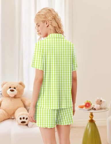 Image of Ekouaer Button Up Pajamas for Women Set Ribbed Knit Pjs 2 Piece Lounge Set