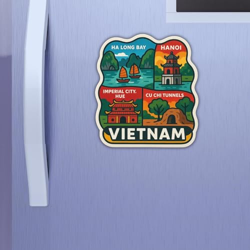 Image of Zesta Wooden Fridge Magnets Set | Refrigerator Decor Magnets for Kitchen | India Souvenir Fridge Magnet Collection | Wooden Magnet for Fridge Door Decoration (Vietnam)