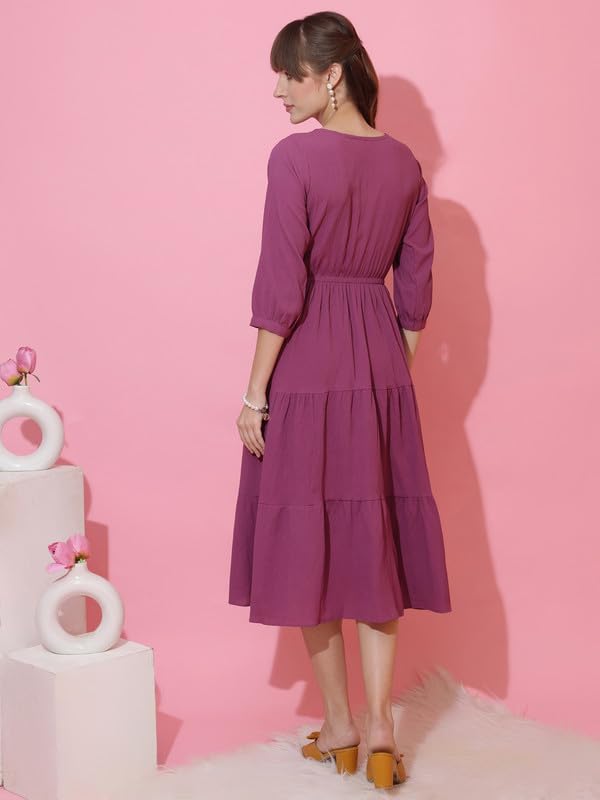 Image of Sheetal Associates Women's Casual Crepe Fit and Flare Dress| Comfortable Relaxed Fit Summer Party Dress