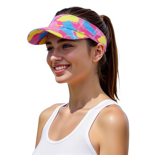 Image of Structured Brim Quick-Dry Sun Visor Hat,Lightweight Sun Protection Sports Visor for Running Golf Tennis Women