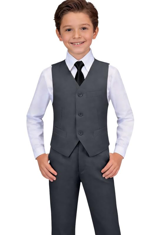 Visaccy Boys Formal Suit Slim Fit Tuxedo Suits for Kids Ring Bearer Outfit