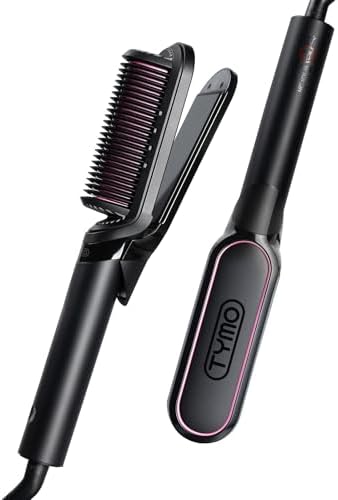 TYMO Flat Iron Hair Straightener Brush 2 in 1 — close-up of materials and construction quality