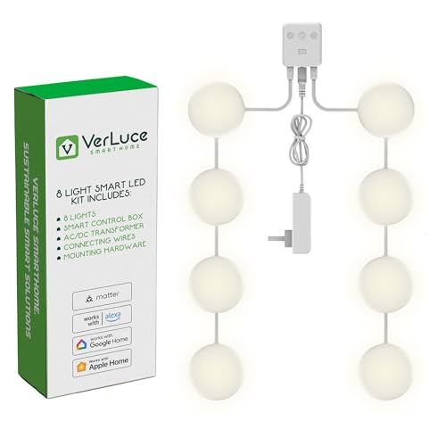 Image of 8 Puck Kit - Super Bright Wide Angle Light Spread - Smart Under Cabinet Lighting - 2700K-6500K - 95 CRI - WWA - Works With Alexa, Google, Apple - Matter Certified - Plug-In - Hands-Free Control Box
