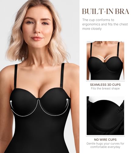 BRABIC Bodysuit Shapewear for Women Tummy Control Dress Backless Bodysuit Tops Body Shaper with Built-in Bra2