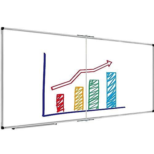XBoard Extra Large Magnetic Whiteboard 72 x 40 Inch, Giant Foldable Dry Erase White Board for Wall with Marker Tray 6' x 3' | Big Aluminum Frame Folding Message Presentation Board 72x40-Fold