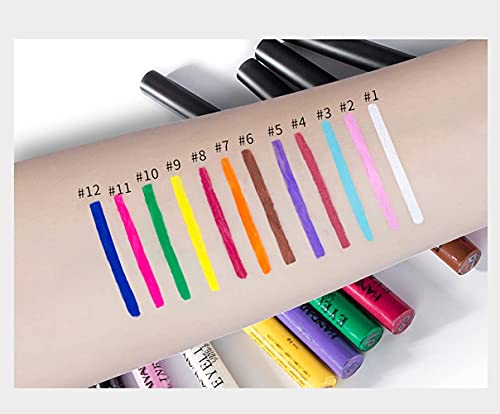 12 Colors Matte Liquid Eyeliner Set UV GlowNeon Rainbow Colorful Eyeliner Pencil Waterproof Long Lasting Smudge-proof Eye Liners Makeup Set Gift For Women (Set A) - Image 3