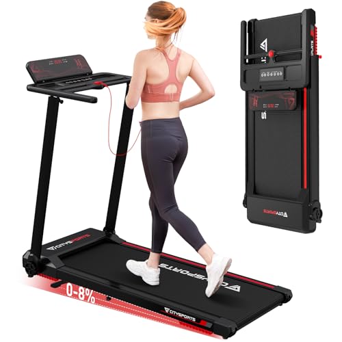 CITYSPORTS Folding Treadmill, Under Desk Walking Machine, 8% Incline Treadmills for Home, 12km/h...