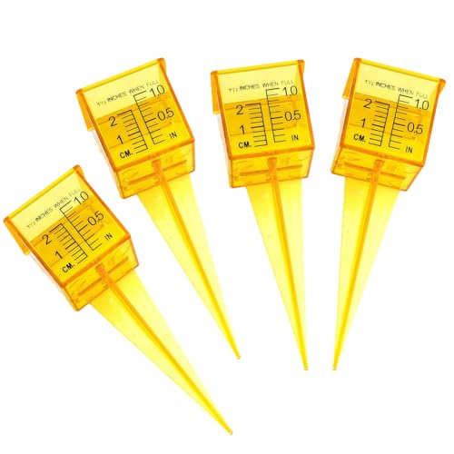SYBL 4 Pcs 1.5" Bright Yellow Rain Gauge Wide Mouth Sprinkler Gauge for Outdoor Lawn Garden