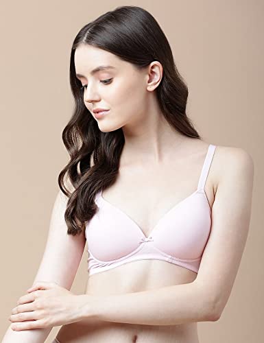 Image of Marks and Spencer Womens Cotton Mix Plain Sweetheart Neck Bra T33 3208K 38 D Medium Pink