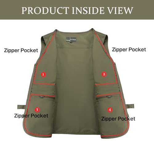 image for Flygo Men's Fishing Vest Utility Lightweight Outdoor Travel Safari Pho