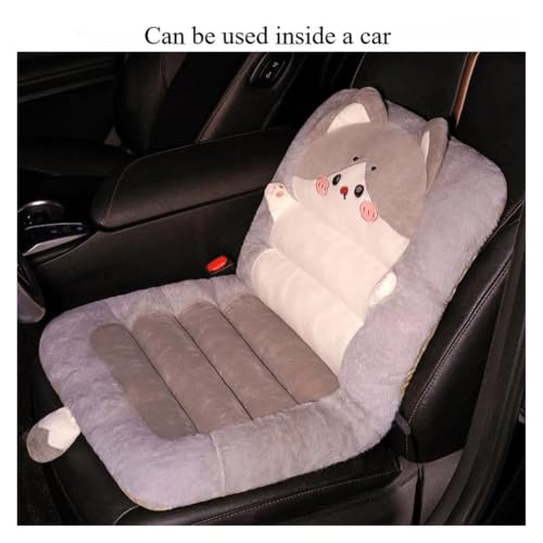 Coussin velours doux chat pour siège auto et dossier ergonomique de bureau gris