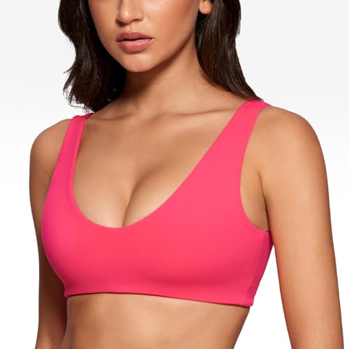 Image of INGIA Womens U-Neck Sports Bra Padded U Back Medium Impact Fitness Yoga Bar Workout Crop Top with Built in Bra