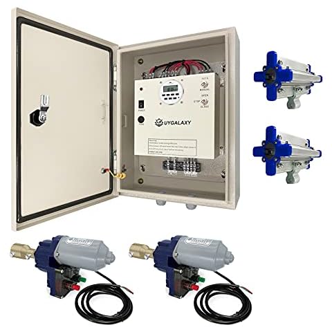 UYGALAXY Side Roll up Motor System, 2 Packs 24V Electric Greenhouse Film Roll Up Motors + 2 Packs Creeper + Transformer Timer Controller Joint Box (AC110V to DC24V) for Automatic Greenhouses Venting Cover