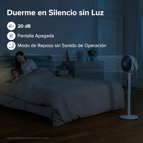 LEVOIT 20dB Ventilador de Pie Silencioso con Mando, Motor DC, 30W Circulador Ventilador Bajo Consumo, 4 Modo y 12 Velocidades a 2465m³/h, 30M de Viento, Temporizador 12h, Oscilación de 90°+120° - imagen 2