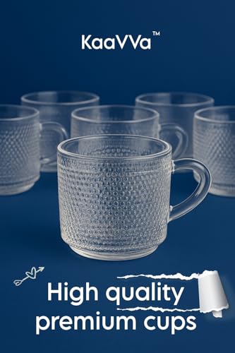 Image of Glass Cup, Set of 6 Tea /Coffee Cups, 150 ml Each, Dishwasher Safe, Crockery Set Ideal for Daily Use & Gifting, Glass